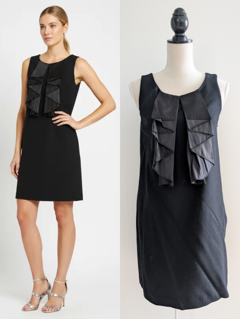 Club Monaco Wool Dress with Ruffles Sz 6 Little Black Dress